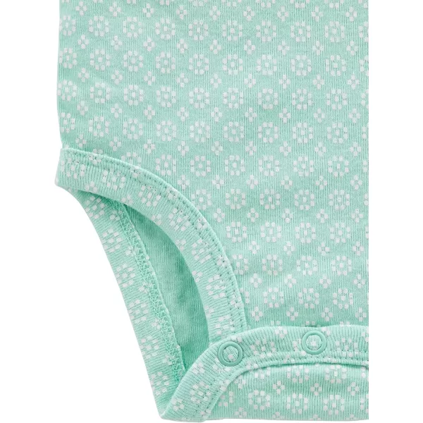 Simple Joys by Carters Baby Girls LongSleeve Bodysuit Pack of 5Mint GreenNavy DotsPinkButterfliesFloral