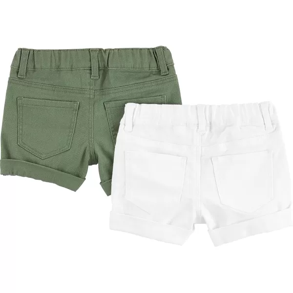 Simple Joys by Carters Girls Denim Shorts Pack of 2OliveWhite