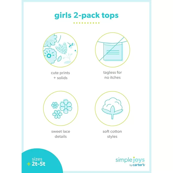 Simple Joys by Carters Girls LongSleeve Shirts Pack of 3Grey DotsPinkWhite Floral