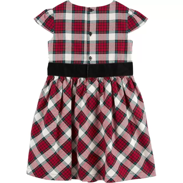 Simple Joys by Carters Toddlers and Baby Girls 2Piece Special Occasion Dress and Cardigan SetBlackRed Plaid