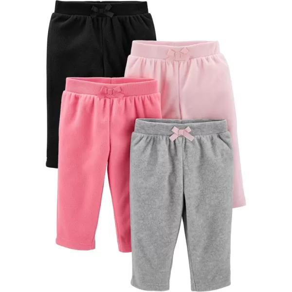 Simple Joys by Carters Baby Girls 4Pack Fleece PantsPinkBlackGrey Heather