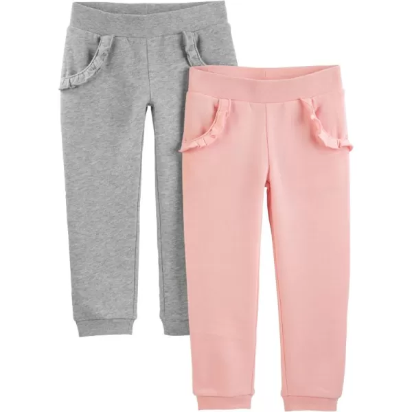 Simple Joys by Carters Girls 2Pack Fleece JoggersGreyPink