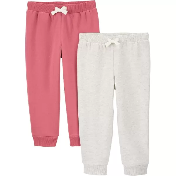 Simple Joys by Carters Girls 2Pack Fleece JoggersPink Heather