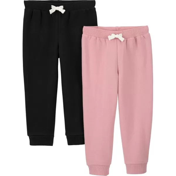 Simple Joys by Carters Girls 2Pack Fleece JoggersPinkBlack