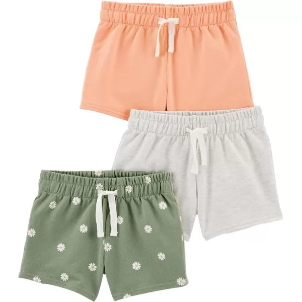 Simple Joys by Carters Girls 3Pack Knit ShortsPinkGreenFloral