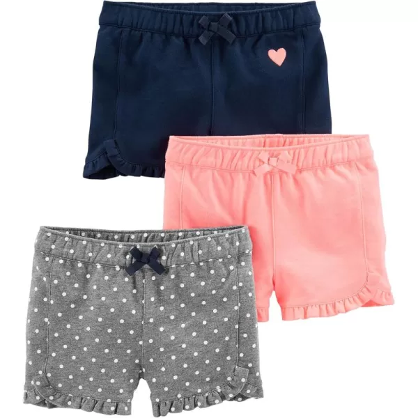 Simple Joys by Carters Girls 3Pack Knit ShortsPinkGreyNavy