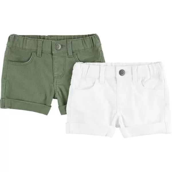 Simple Joys by Carters Girls Denim Shorts Pack of 2OliveWhite