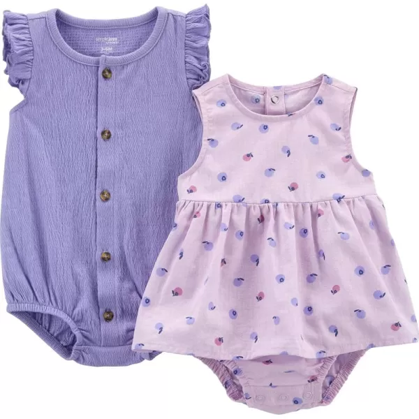 Simple Joys by Carters babygirls 2pack Sleeveless RompersPurple BerriesViolet