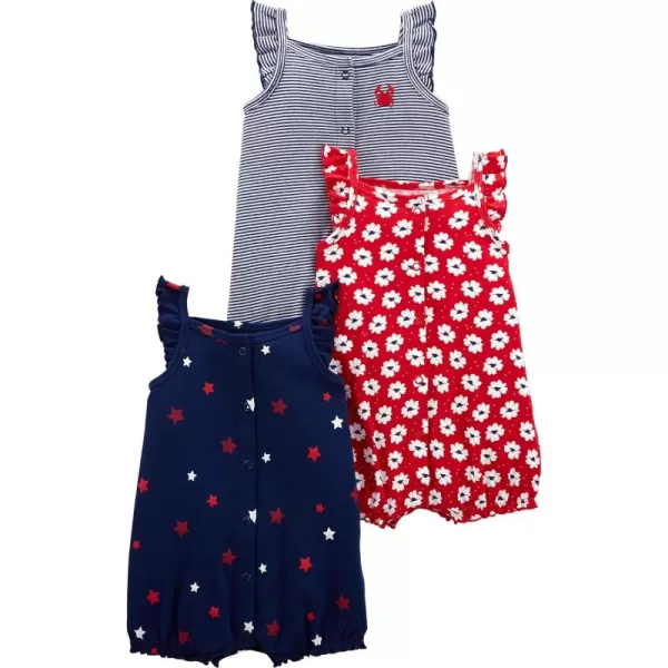 Simple Joys by Carters babygirls 3pack Snapup RompersRedWhiteBlue