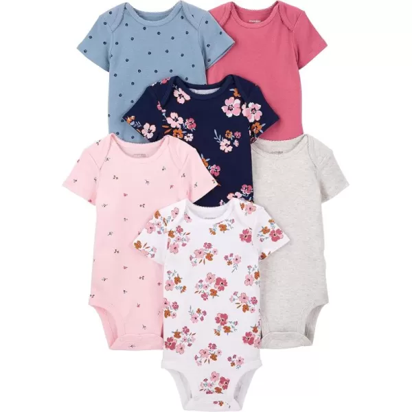 Simple Joys by Carters babygirls 6pack Shortsleeve BodysuitMulticolorDitsy FloralFloralPolka DotTropical