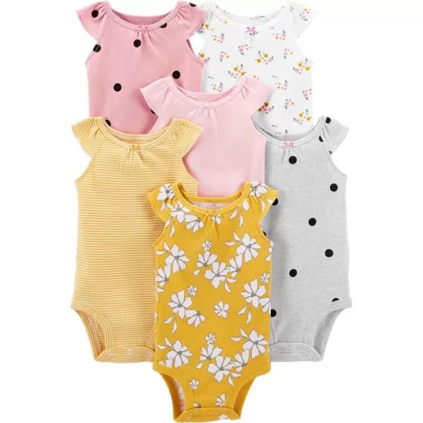 Simple Joys by Carters babygirls 6pack Shortsleeve BodysuitMulticolorDotsFloralStripe