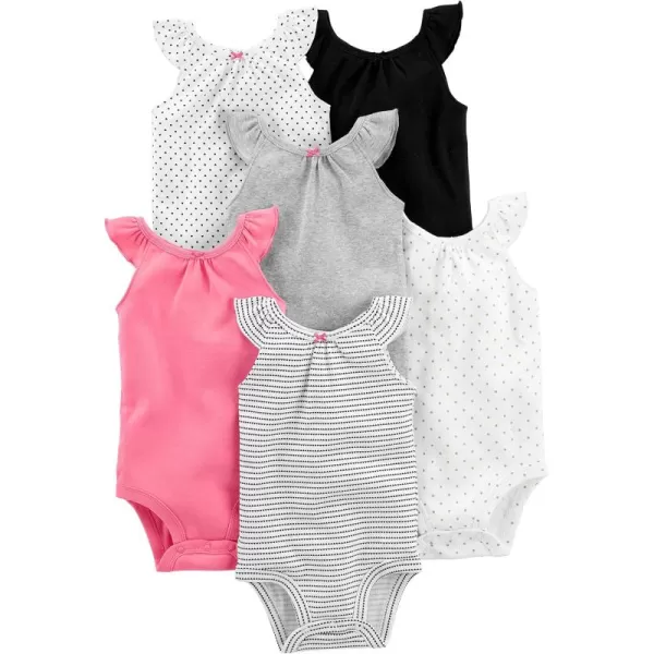 Simple Joys by Carters babygirls 6pack Shortsleeve BodysuitMulticolorDotsHearts