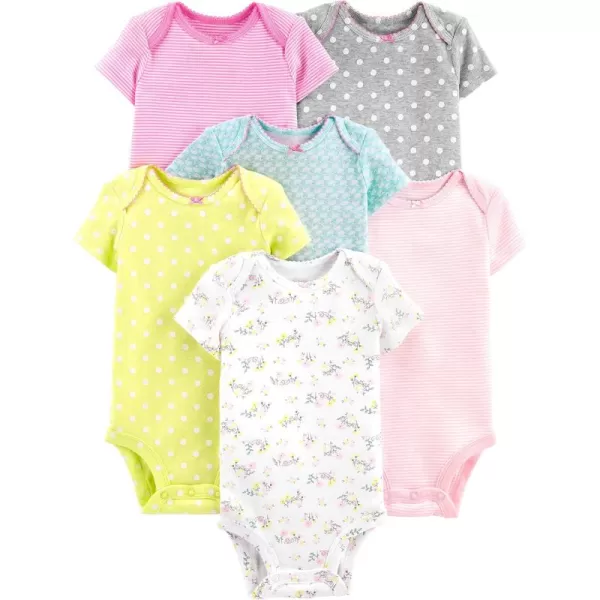 Simple Joys by Carters babygirls 6pack Shortsleeve BodysuitMulticolorDucksFloralPolka DotStripe