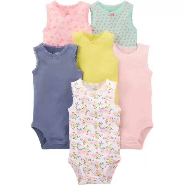 Simple Joys by Carters babygirls 6pack Shortsleeve BodysuitMulticolorFloralForest AnimalsFruit