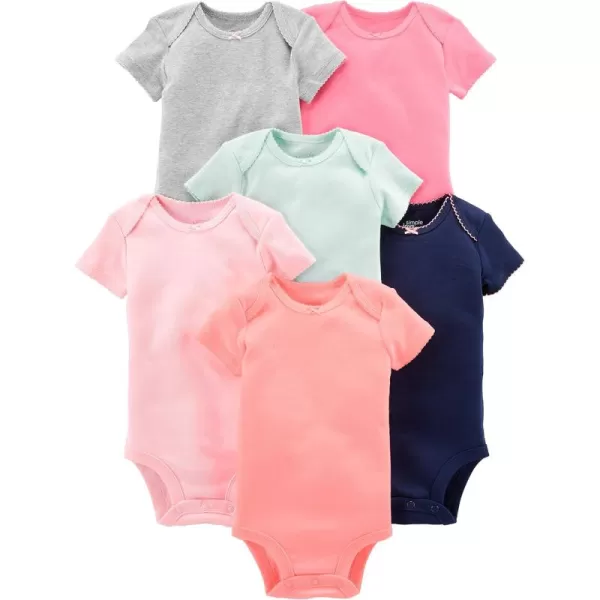 Simple Joys by Carters babygirls 6pack Shortsleeve BodysuitMulticolorSolid Colors