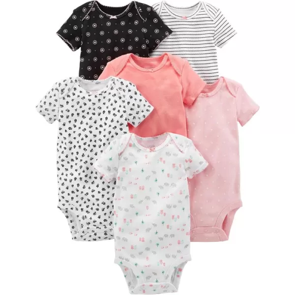 Simple Joys by Carters babygirls 6pack Shortsleeve BodysuitPinkBlackWhite