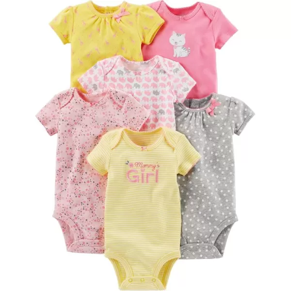 Simple Joys by Carters babygirls 6pack Shortsleeve BodysuitPinkYellow