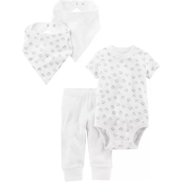 Simple Joys by Carters unisexbaby 4piece Bodysuit Pant and Bibs SetWhiteLamb