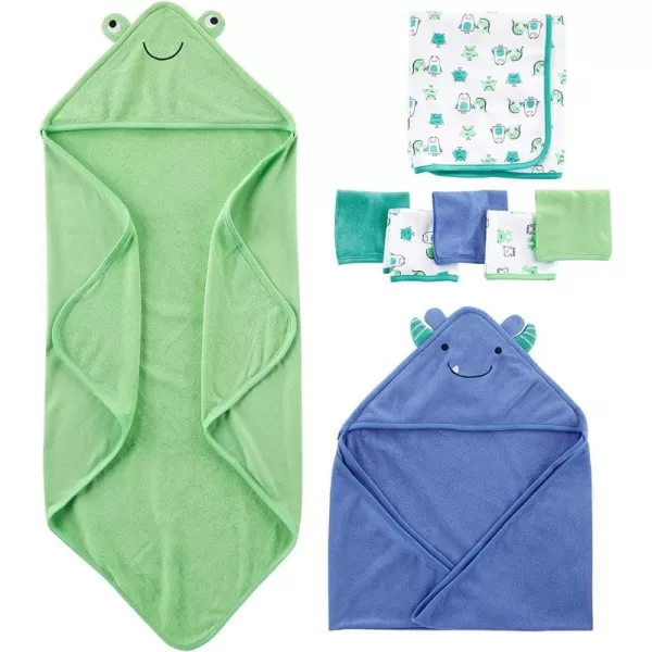 Simple Joys by Carters Unisex Babies 8Piece Towel and Washcloth Set MultipacksBlueGreenWhite