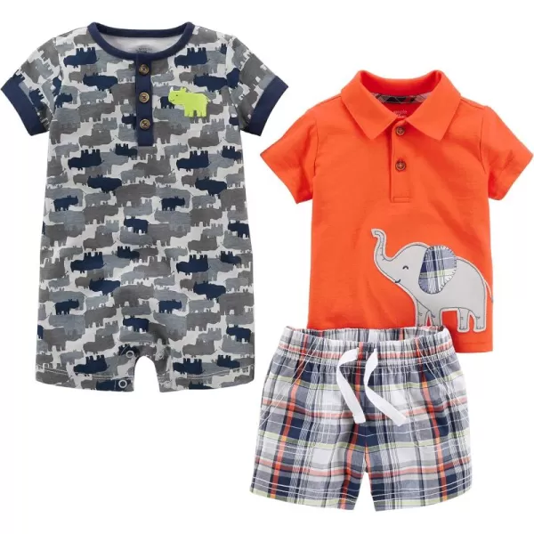 Simple Joys by Carters babyboys 3piece Fleece Playwear Set  Romper Shorts and Shirt