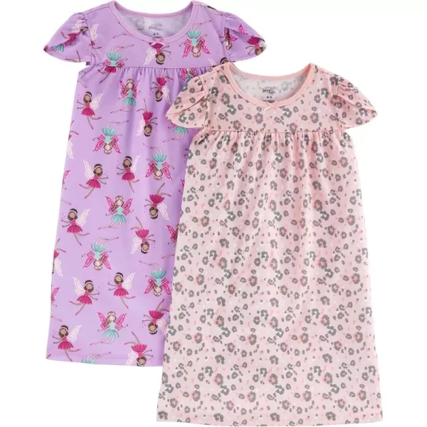 imageSimple Joys by Carters Girls 2Pack NightgownsAnimal PrintFairy