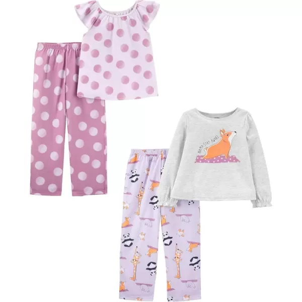 imageSimple Joys by Carters Girls 4Piece Poly PajamasForest AnimalsPolka DotYoga