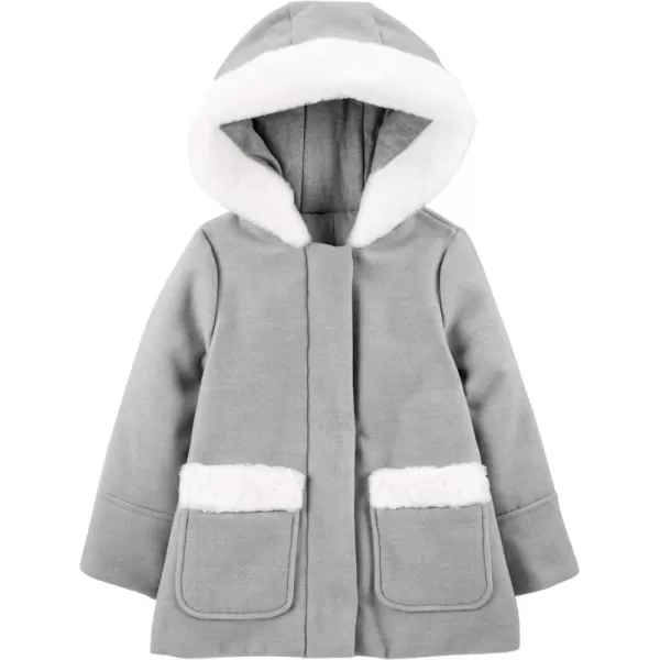 imageSimple Joys by Carters Girls Hooded Felt Jacket with Faux Fur Trim