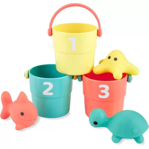 imageSimple Joys by Carters Stacking Buckets and Ocean Squirties Bath Toy Bundle One Size