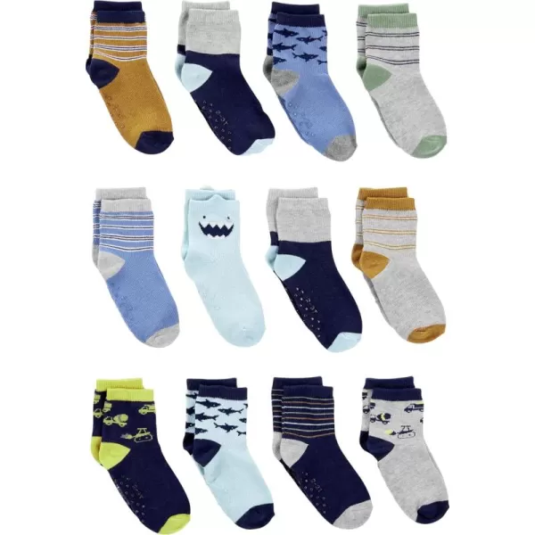 imageSimple Joys by Carters Baby Boys 12Pack SocksMulticolorMonsterSharksStripe