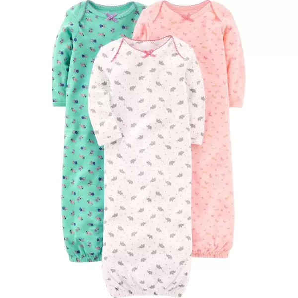 imageSimple Joys by Carters Baby Girls 3Pack Cotton Sleeper GownPinkMint GreenWhite