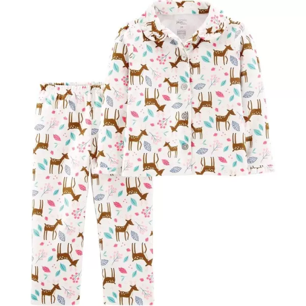 imageSimple Joys by Carters Toddlers and Baby Girls 2Piece Coat Style Pajama SetIvory Deer