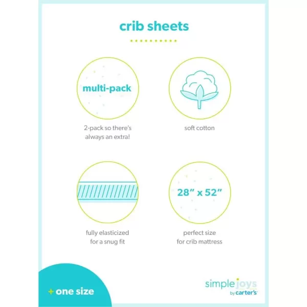 Simple Joys by Carters Baby 2Pack Cotton Crib Sheets StripeAvocados One SizeStripeAvocados