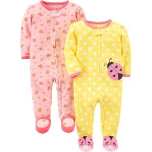 imageSimple Joys by Carters Baby Girls Cotton and Fleece Footed Sleep and Play Pack of 2