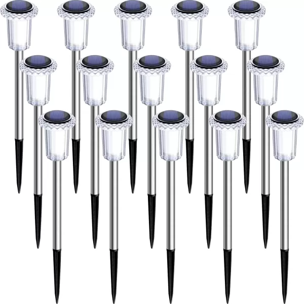 DenicMic Solar Lights Outdoor 10 Pack Waterproof LED Stainless Steel Pathway Lights for Yard Garden Driveway Decor Warm WhiteCold White