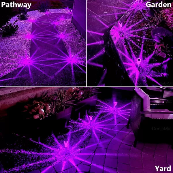 DenicMic Solar Lights Outdoor 10 Pack Waterproof LED Stainless Steel Pathway Lights for Yard Garden Driveway Decor Warm WhitePurple