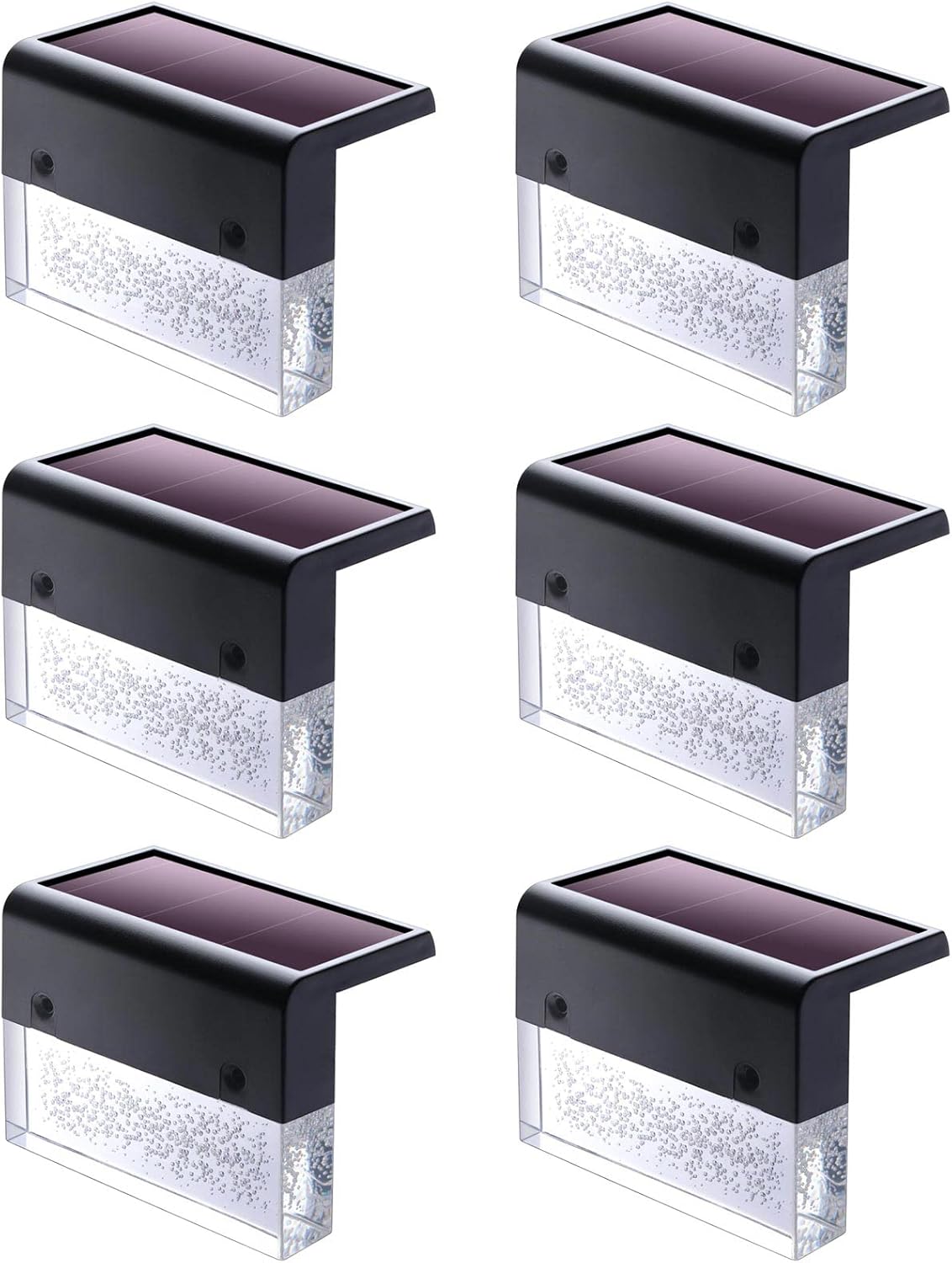 DenicMic Solar Deck Lights Outdoor Fence Solar Lights for Step Railing Wall Pool Side LED Waterproof Warm WhiteColor Changing Patio Decor 6 PackBlack
