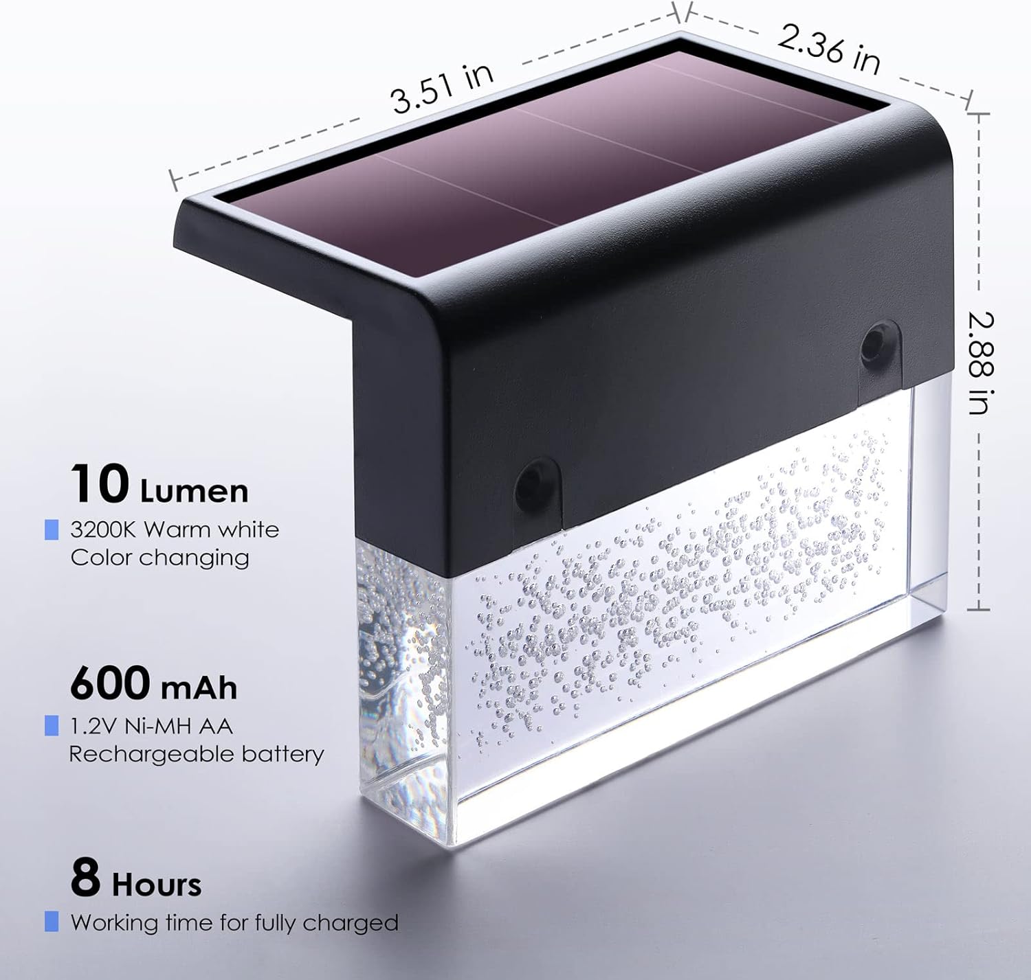 DenicMic Solar Deck Lights Outdoor Fence Solar Lights for Step Railing Wall Pool Side LED Waterproof Warm WhiteColor Changing Patio Decor 6 PackBlack