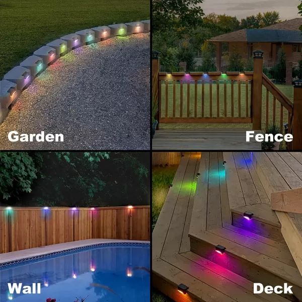 DenicMic 16 Pack Fence Post Solar Lights for Patio Pool Stairs Step and Pathway Weatherproof LED Deck Lights Solar Powered Outdoor Lights Warm WhiteMulticolor