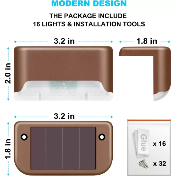 DenicMic 16 Pack Fence Post Solar Lights for Patio Pool Stairs Step and Pathway Weatherproof LED Deck Lights Solar Powered Outdoor Lights Warm WhiteWarm White