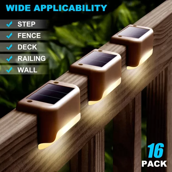 DenicMic 16 Pack Fence Post Solar Lights for Patio Pool Stairs Step and Pathway Weatherproof LED Deck Lights Solar Powered Outdoor Lights Warm WhiteWarm White