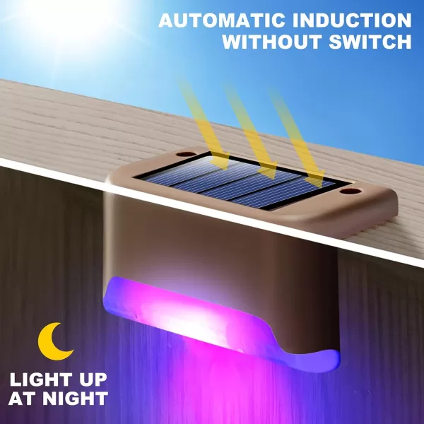 DenicMic Solar Deck Lights Outdoor 3 Pack Solar Step Lights Waterproof Led Solar Lights for Outdoor Decks RailingStairs Step Fence Yard and PatioColor Changing