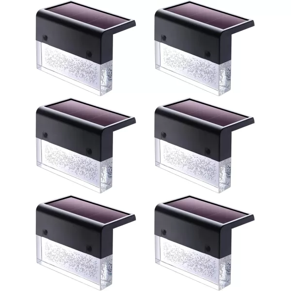 DenicMic Solar Deck Lights Outdoor Fence Solar Lights for Step Railing Wall Pool Side LED Waterproof Warm WhiteColor Changing Patio Decor 6 PackBlack
