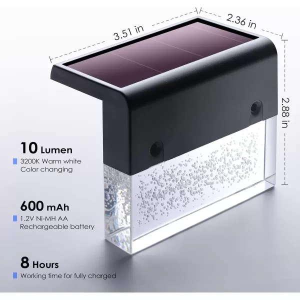 DenicMic Solar Deck Lights Outdoor Fence Solar Lights for Step Railing Wall Pool Side LED Waterproof Warm WhiteColor Changing Patio Decor 6 PackBlack