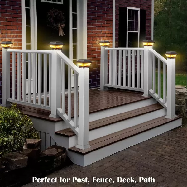 Solar Post Lights 2 Pack Solar Post Cap Lights Outdoor Waterproof Metal 25 Lumen Warm White LED Lighting for 35x35 4x4 5x5 Wooden Fence Posts Deck Rail Yard Patio Garden BlackBlack