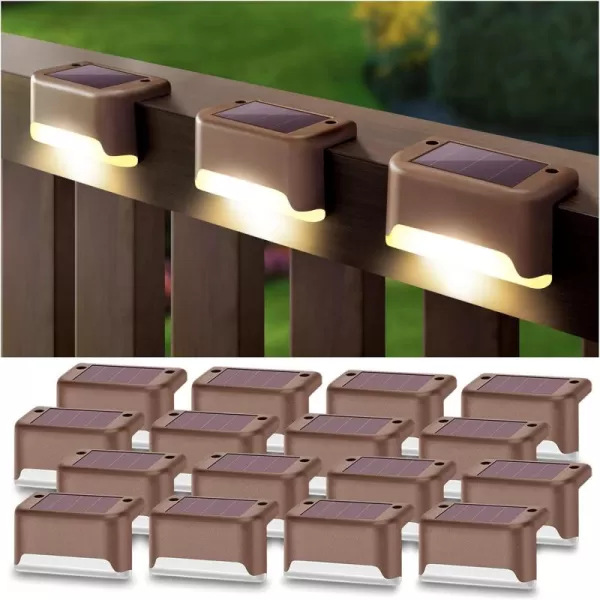 DenicMic 16 Pack Fence Post Solar Lights for Patio Pool Stairs Step and Pathway Weatherproof LED Deck Lights Solar Powered Outdoor Lights Warm WhiteWarm White