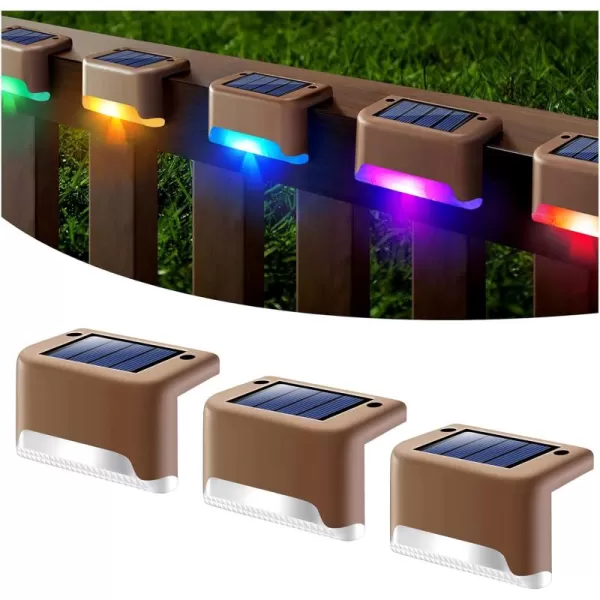 DenicMic Solar Deck Lights Outdoor 3 Pack Solar Step Lights Waterproof Led Solar Lights for Outdoor Decks RailingStairs Step Fence Yard and PatioColor Changing