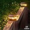 imageDenicMic Solar Post Lights 2 Pack Post Cap Solar Lights Outdoor Waterproof Metal 25 Lumen Warm White LED Lighting for 35x35 4x4 5x5 Wooden Fence Posts Deck Rail Yard Patio CopperCopper
