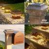 imageDenicMic Solar Post Lights 2 Pack Post Cap Solar Lights Outdoor Waterproof Metal 25 Lumen Warm White LED Lighting for 35x35 4x4 5x5 Wooden Fence Posts Deck Rail Yard Patio CopperCopper