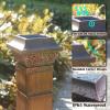 imageDenicMic Solar Post Lights 2 Pack Post Cap Solar Lights Outdoor Waterproof Metal 25 Lumen Warm White LED Lighting for 35x35 4x4 5x5 Wooden Fence Posts Deck Rail Yard Patio CopperCopper