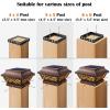 imageDenicMic Solar Post Lights 2 Pack Post Cap Solar Lights Outdoor Waterproof Metal 25 Lumen Warm White LED Lighting for 35x35 4x4 5x5 Wooden Fence Posts Deck Rail Yard Patio CopperCopper